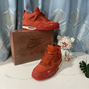 Air Jordan 4 Red Athletic Sneakers😎🍒🍓🌸